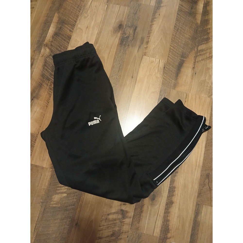 Puma Mens Black Track Pants Full Zip Ankle Legs Retro Athletic 28.5 Inseam